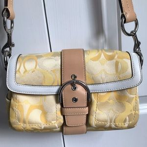 COACH Yellow Fabric Logo Purse